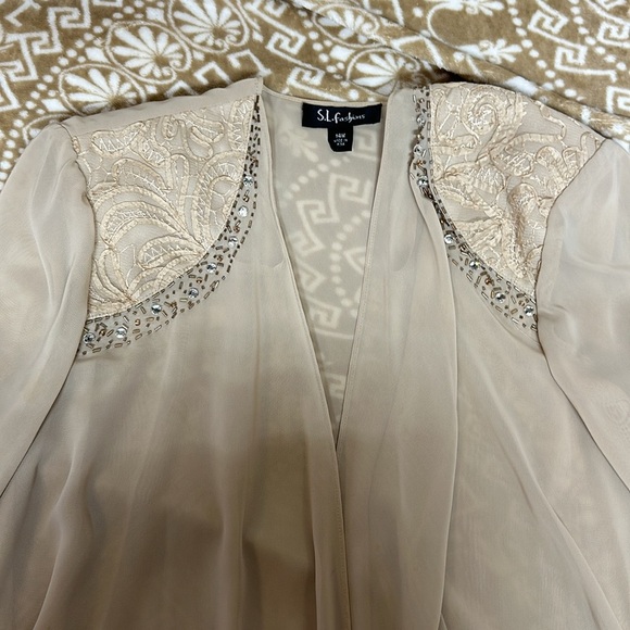 S.L. Fashions from Nordstrom Embellished Tiered Dress with Jacket sz14w - Picture 12 of 13